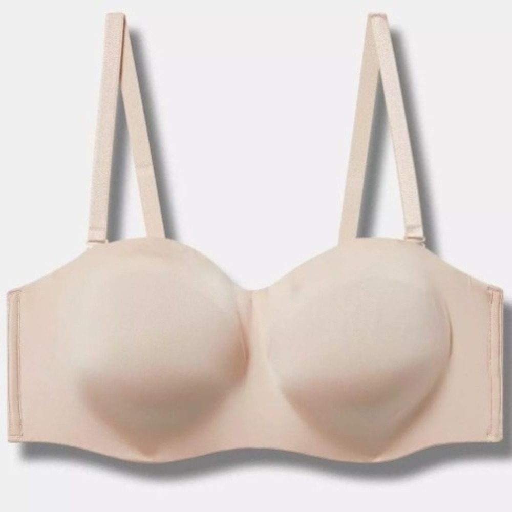 NEW Torrid 44D $50 Rose Dust Pink Strapless Unlined Smooth Straight Back Bra